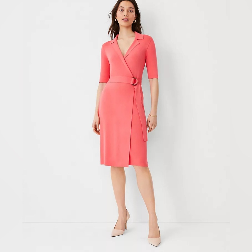 Ann Taylor Loft Pink Belted Sweater Dress Size Small